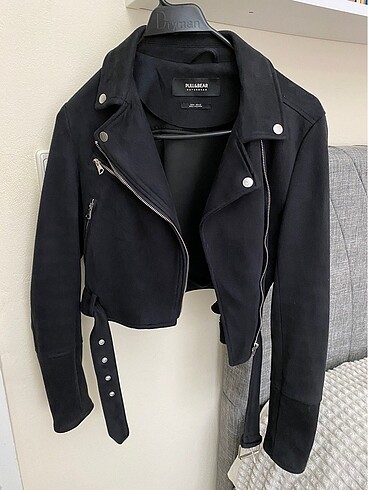 Siyah biker süet ceket