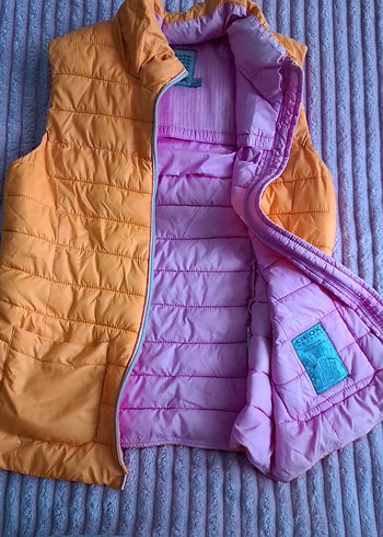 Kız Çocuk Kapüşonlu Turuncu Yelek - Görsel 4
