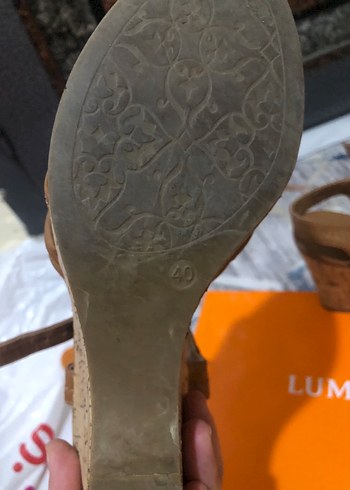 40 Beden kahverengi Renk Kadın Kahverengi Deri Dolgu Topuklu Sandalet