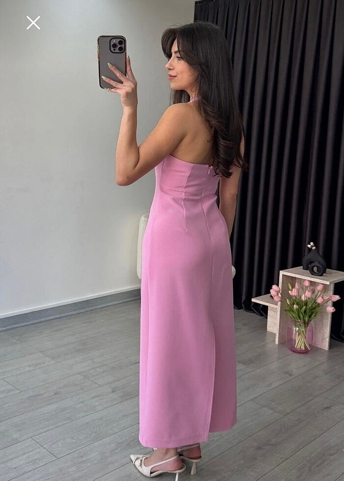 Pembe davet elbisesi - Görsel 3