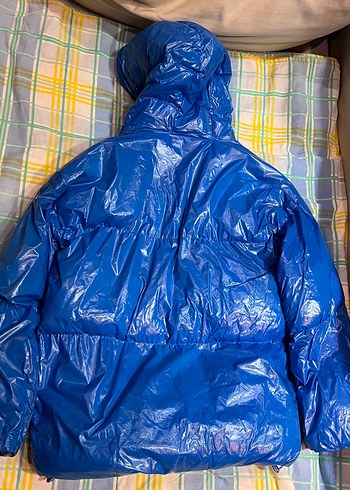 Parlak Mavi Kapüşonlu Çocuk Kışlık Mont Yağmurluk - Görsel 3