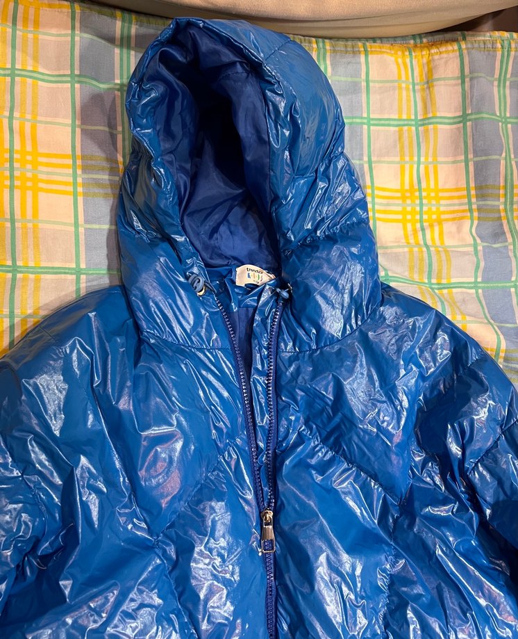Parlak Mavi Kapüşonlu Çocuk Kışlık Mont Yağmurluk - Görsel 2