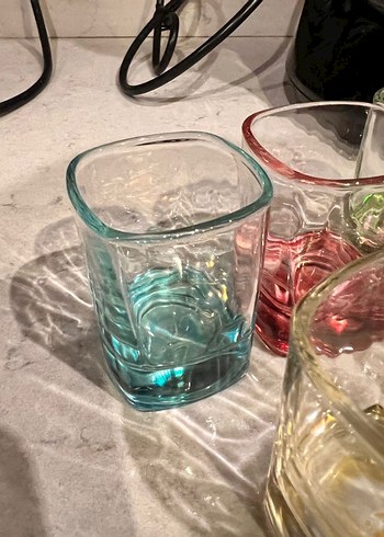 Paşabahçe Renkli Cam Kahve yanı meşrubat su likör bardağı
