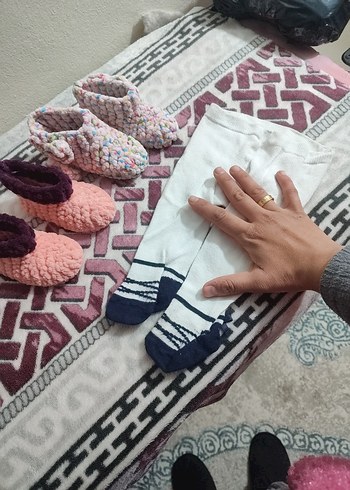 Kız Çocuk Renkli Örgü Ev Terlikleri - Görsel 2