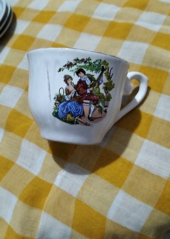 Beyaz Klasik Desenli Porselen Fincan gelin damat fincanı