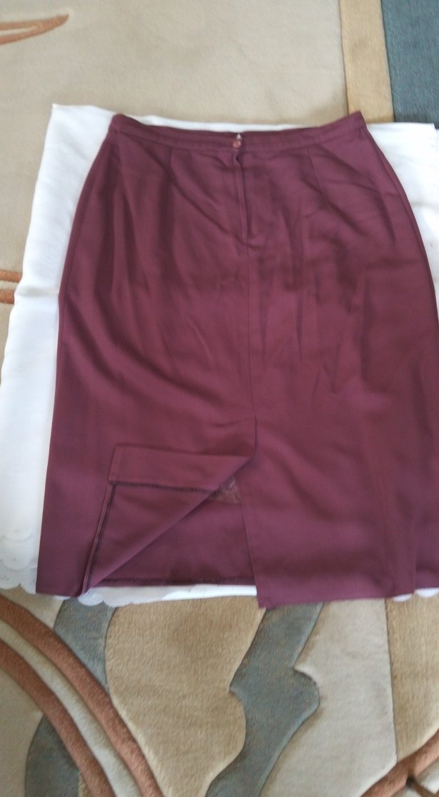 Bordo Midi  Etek yeni berdan kumaş - Görsel 4