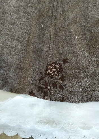 İşlemeli  Midi Bohem Etek kale kumaş - Görsel 2