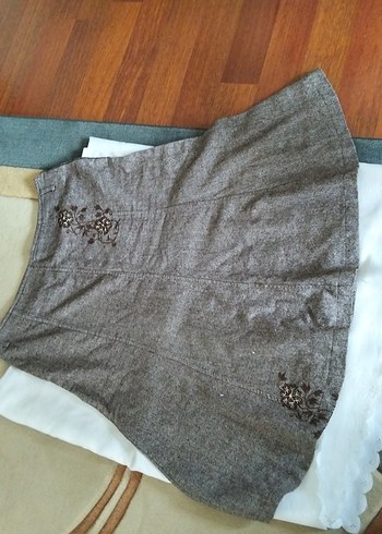 İşlemeli  Midi Bohem Etek kale kumaş - Görsel 4