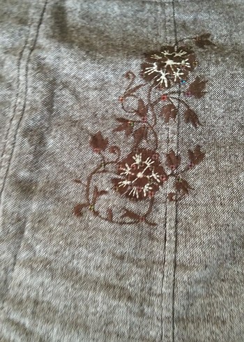 İşlemeli  Midi Bohem Etek kale kumaş - Görsel 3