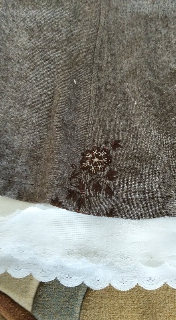 İşlemeli  Midi Bohem Etek kale kumaş - Görsel 2