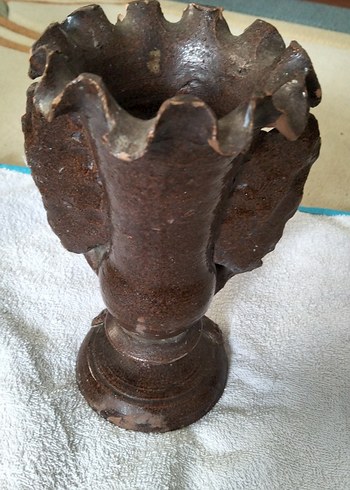 Koyu Kahverengi Desenli Vazo - Görsel 5