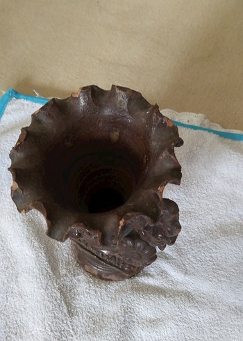 Koyu Kahverengi Desenli Vazo - Görsel 3