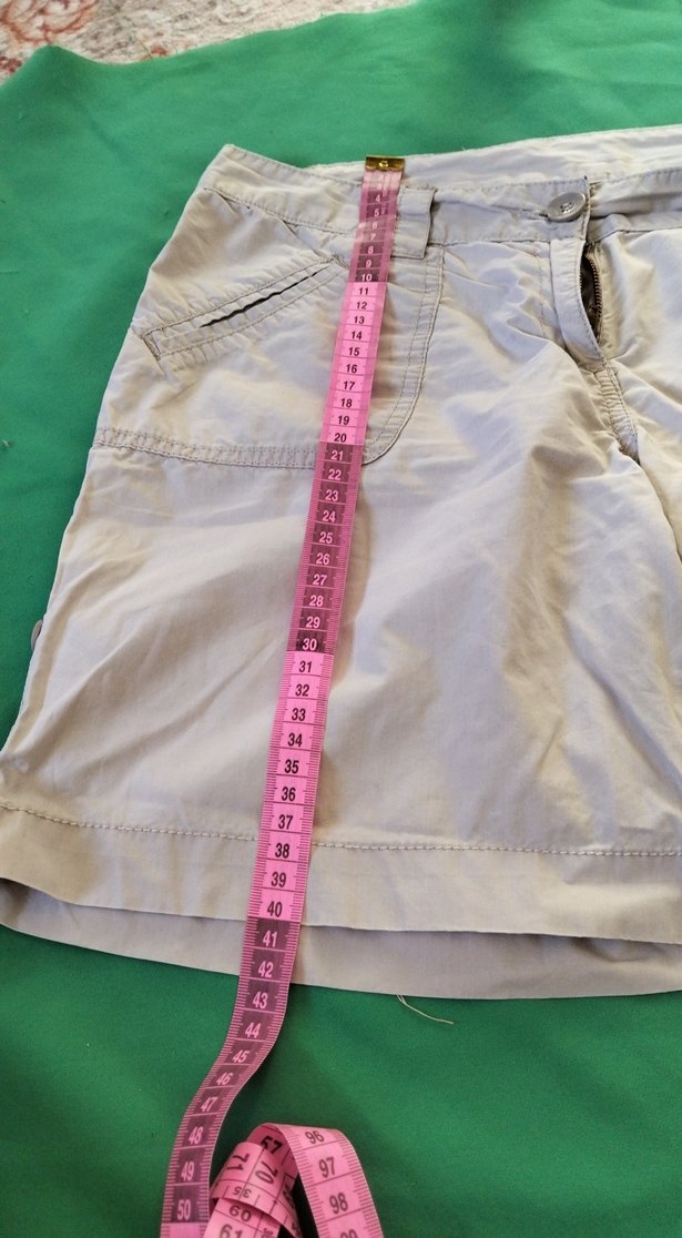 Pamuklu Kemerli Gri  kısa pantalon - Görsel 3