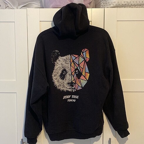Defacto Panda Baskılı Siyah Sweatshirt