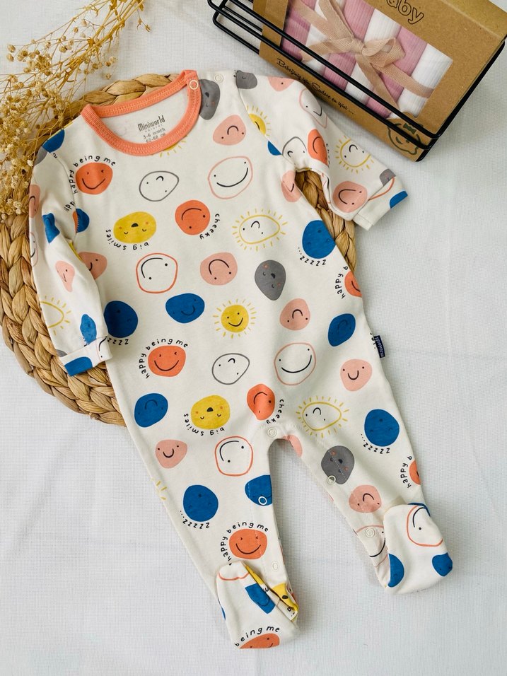 Renkli Baskılı Pamuklu Bebek Tulum Seti - Görsel 3