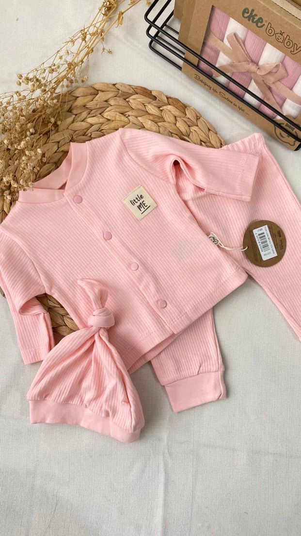 Pembe Bebek Hastane Kıyafeti Düğmeli - Görsel 2