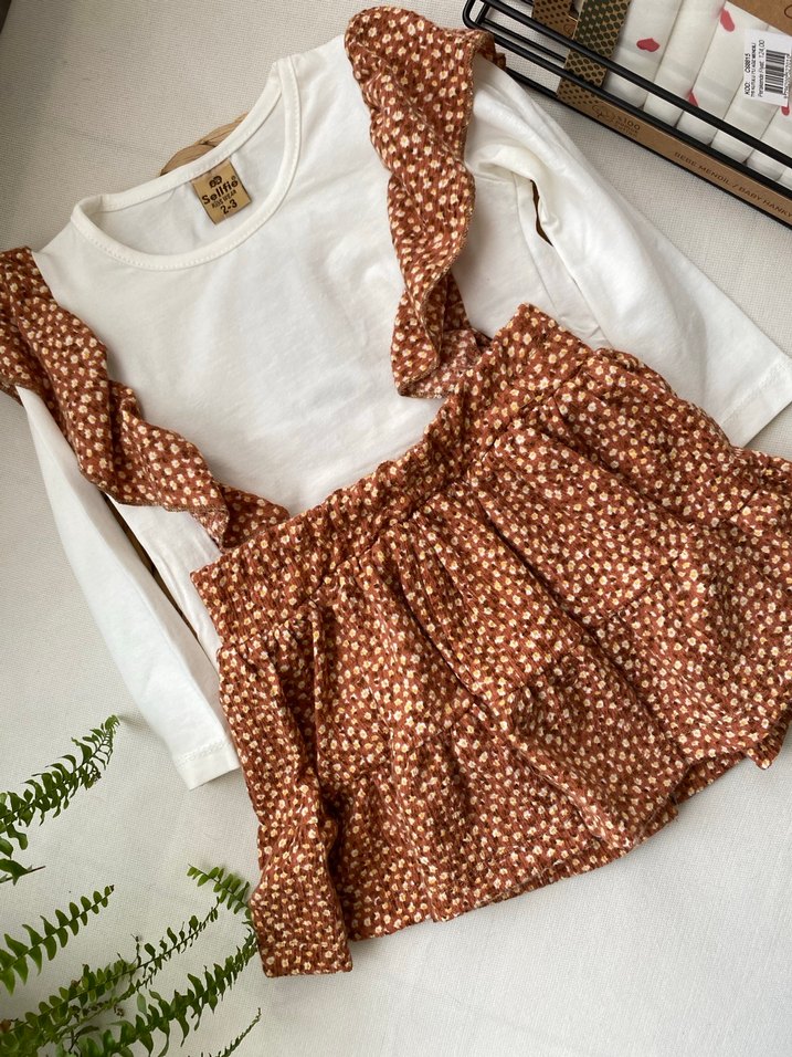 Kız Bebek Fırfırlı uzun Kollu Takım - Görsel 3