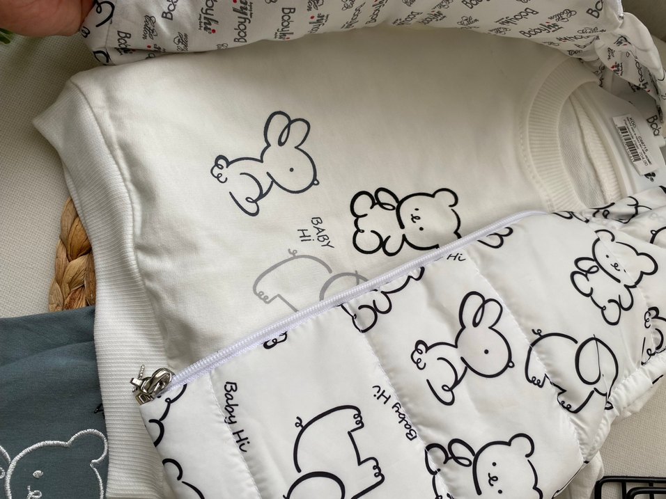 Bebek Erkek Gri Baskılı Üçlü Pamuklu Takım - Görsel 3