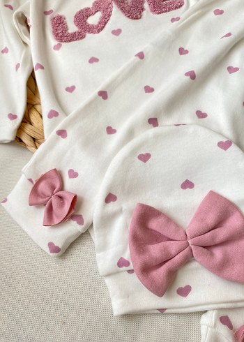 Bebek Kız Nakışlı Uzun Kollu Beyaz Takım - Görsel 2