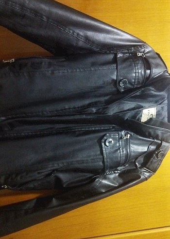 Siyah Deri Biker Ceket