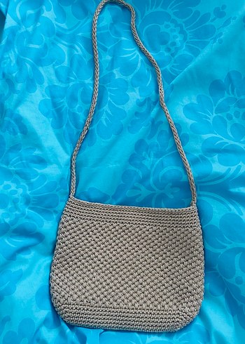 El Örgüsü Bej Omuz Çantası  Kelebek Detaylı - Görsel 2