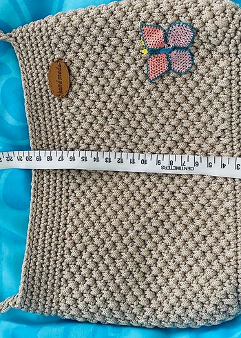 El Örgüsü Bej Omuz Çantası  Kelebek Detaylı - Görsel 6