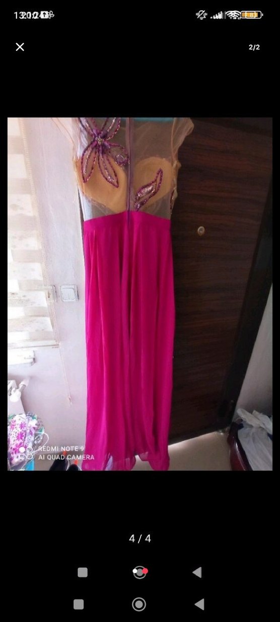 Uzun Pudra Pullu Drapeli Straplez Abiye - Görsel 2