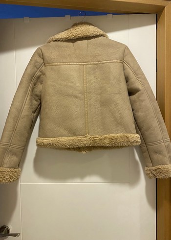 36 Beden camel Renk Kürklü Süet Kısa Bej Kadın Ceket stradivarius marka