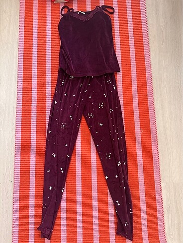 s Beden bordo Renk Pijama takımı