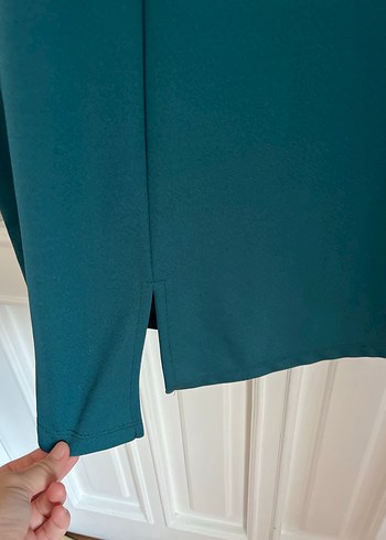 İşlemeli Boncuk Detaylı Turkuaz Midi Elbise - Görsel 7