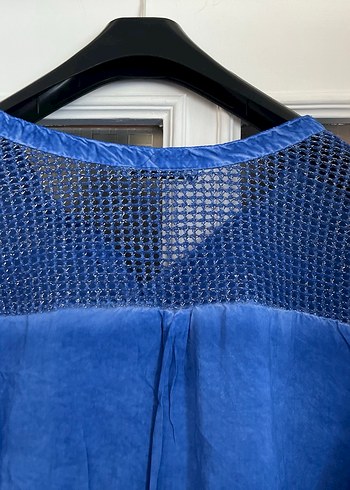 Düğmeli Mavi  Kadın Gömlek - Görsel 5