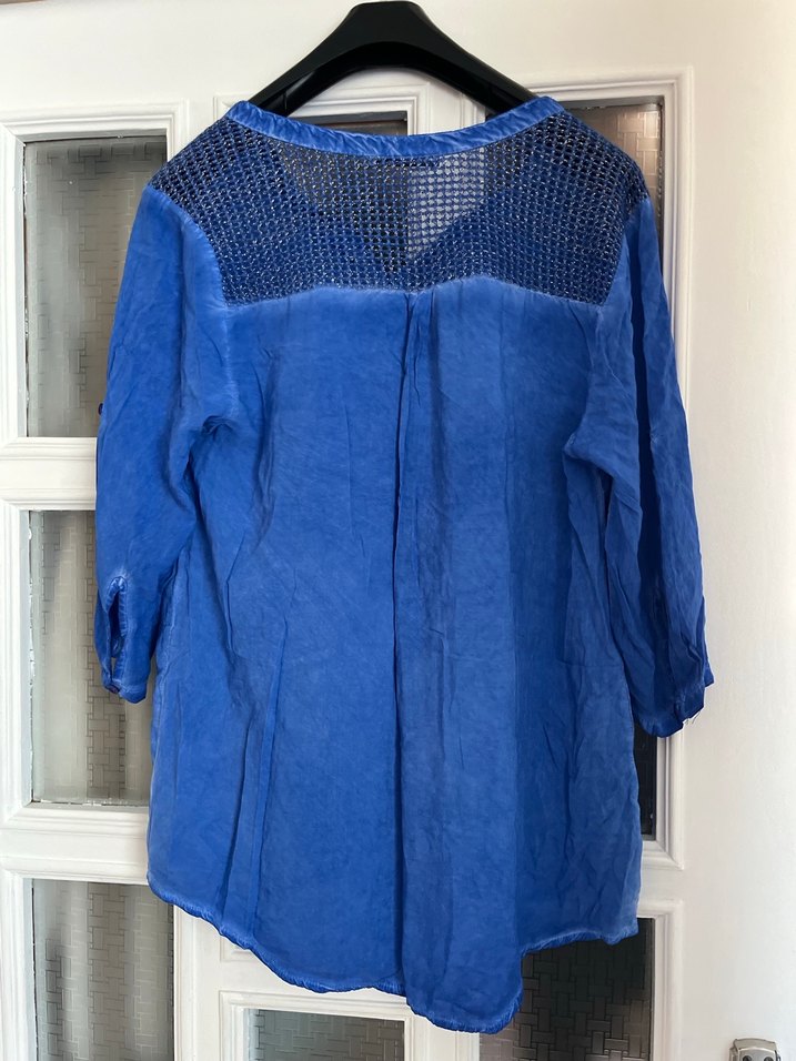 Düğmeli Mavi  Kadın Gömlek - Görsel 3