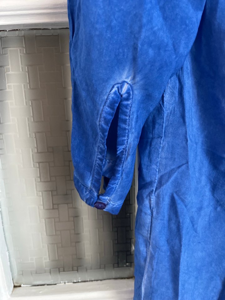 Düğmeli Mavi  Kadın Gömlek - Görsel 4