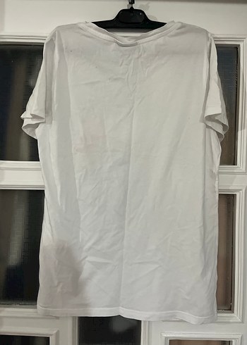 Beyaz Pamuklu Baskılı Kadın Tişört - Görsel 3