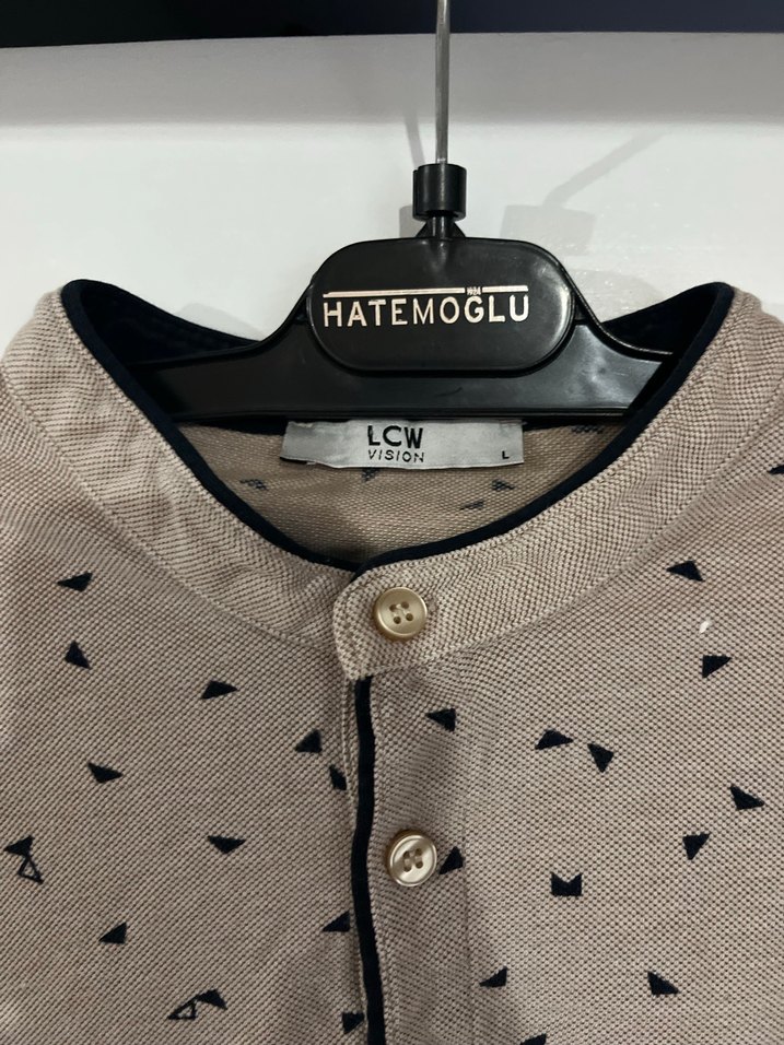 Bej Desenli Kısa Kollu Erkek Polo Tişört - Görsel 2