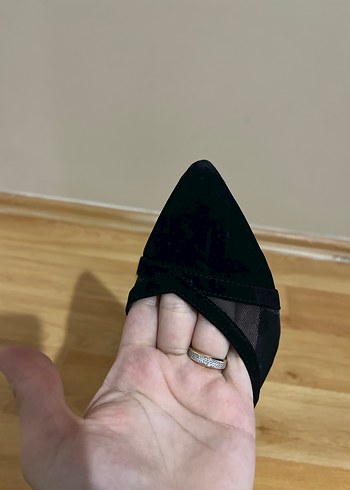 Siyah Süet Topuklu Kadın Ayakkabı - Görsel 7