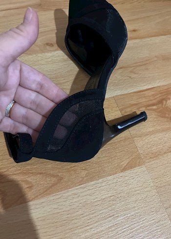 Siyah Süet Topuklu Kadın Ayakkabı - Görsel 6