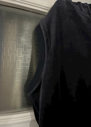 Siyah Kadın Kapüşonlu Kadife Uzun Yelek - Görsel 9