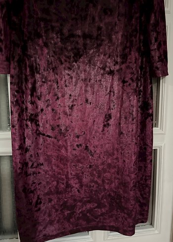 Bordo Kadifeden Uzun Kollu Salaş Kadın Elbise - Görsel 6