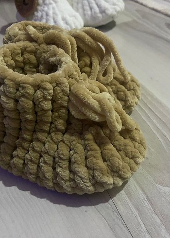 Kız Çocuk Gri Örgü Sıcak Ev Terliği - Görsel 8