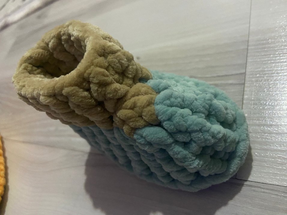 Kız Çocuk Gri Örgü Sıcak Ev Terliği - Görsel 4