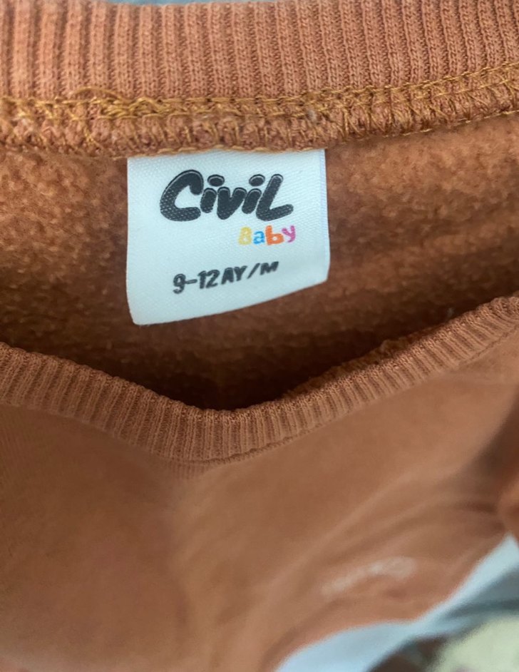 Erkek Çocuk Kahverengi Sweatshirt CVL Nakışlı - Görsel 3