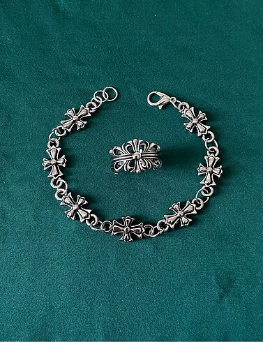 Chrome hearts bileklik yüzük set