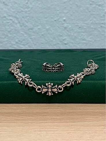 Chrome hearts yüzük bileklik set +