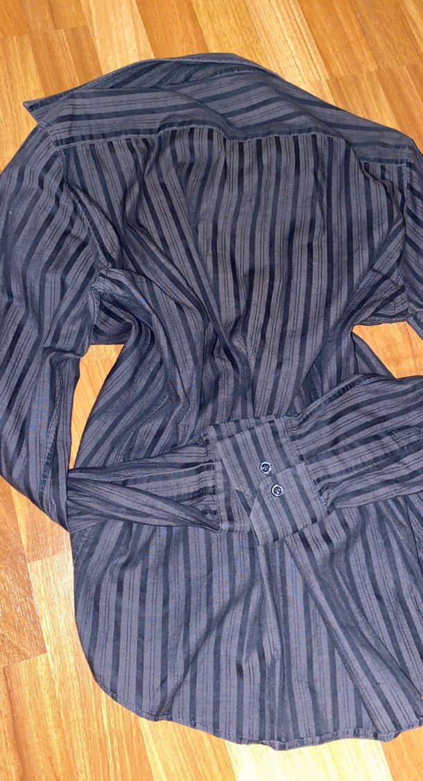 tiffany cizgili ince uzun kollu gömlek - Görsel 3