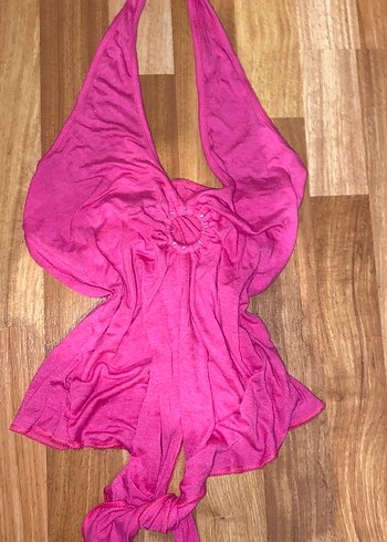 pembe coquette sırtı acik taş detaylı baglamalı üst - Görsel 2