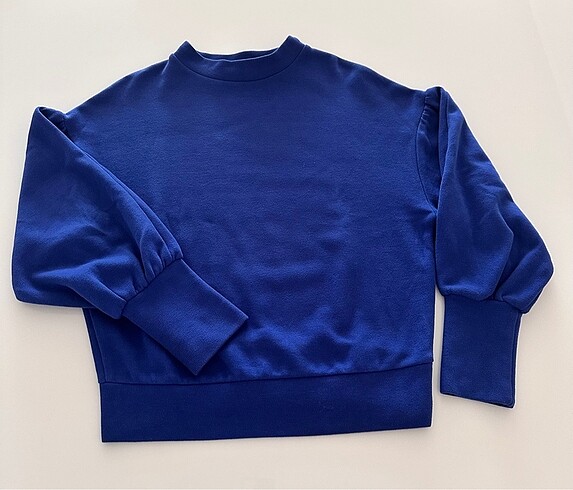 Addax Mavi Basic Bisiklet Yaka Sweatshirt