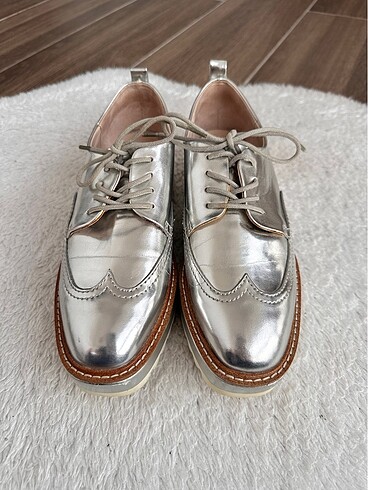 Zara Zara Gümüş Oxford Ayakkabı