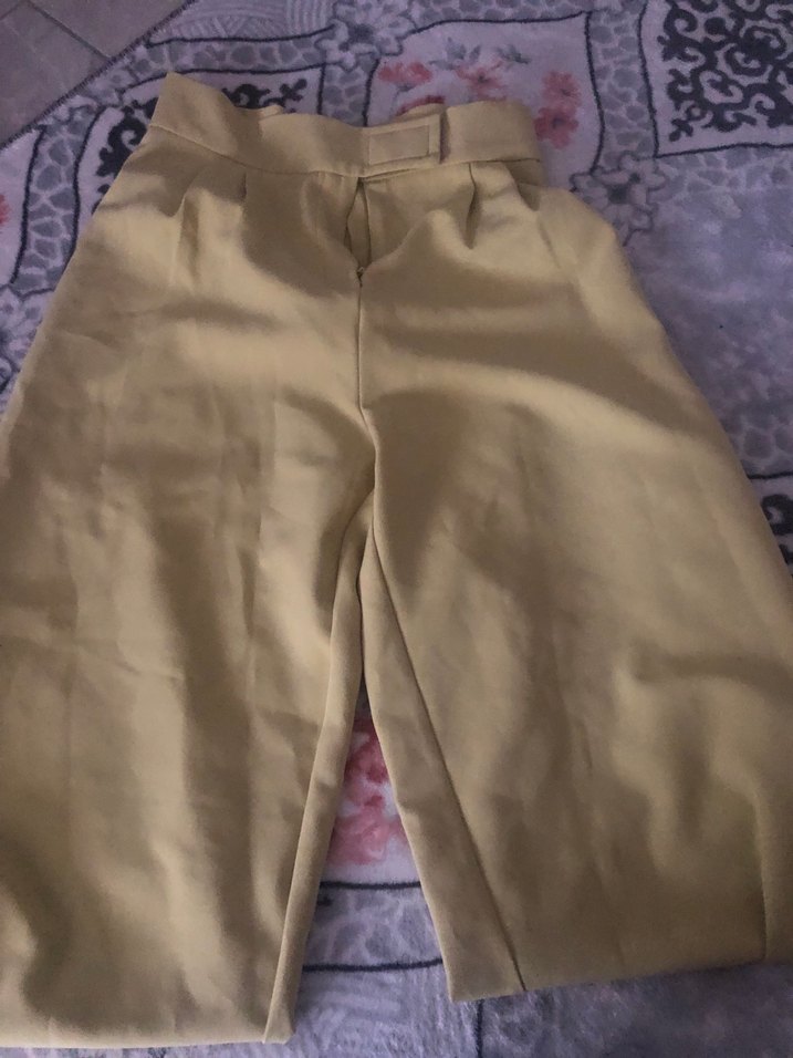 Bej Midi Pliseli Kadın Kumaş Pantolon - Görsel 3