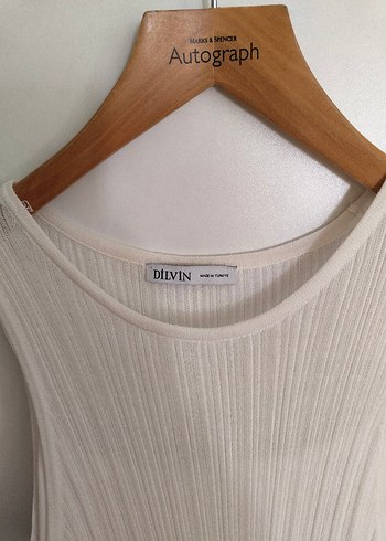 Beyaz Fitilli Uzun Triko Elbise - Görsel 6